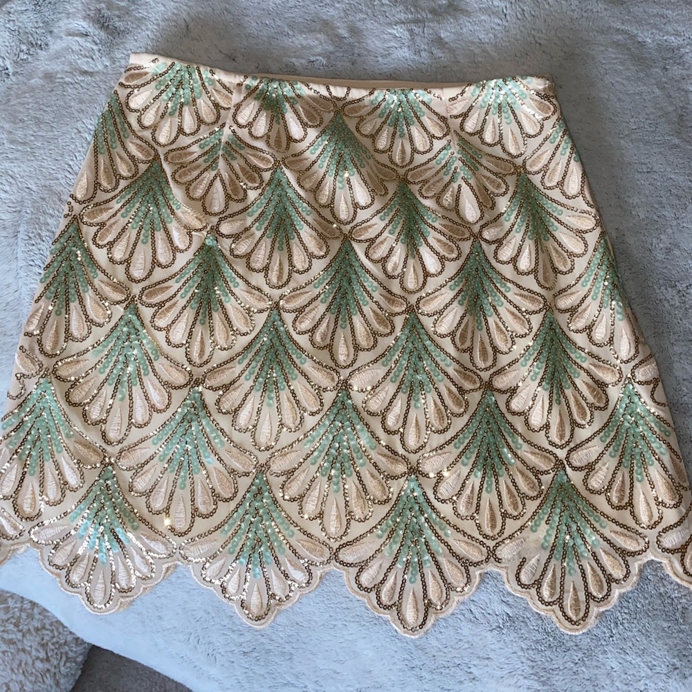 Teal and white sequin skirt - Picture 1 of 8